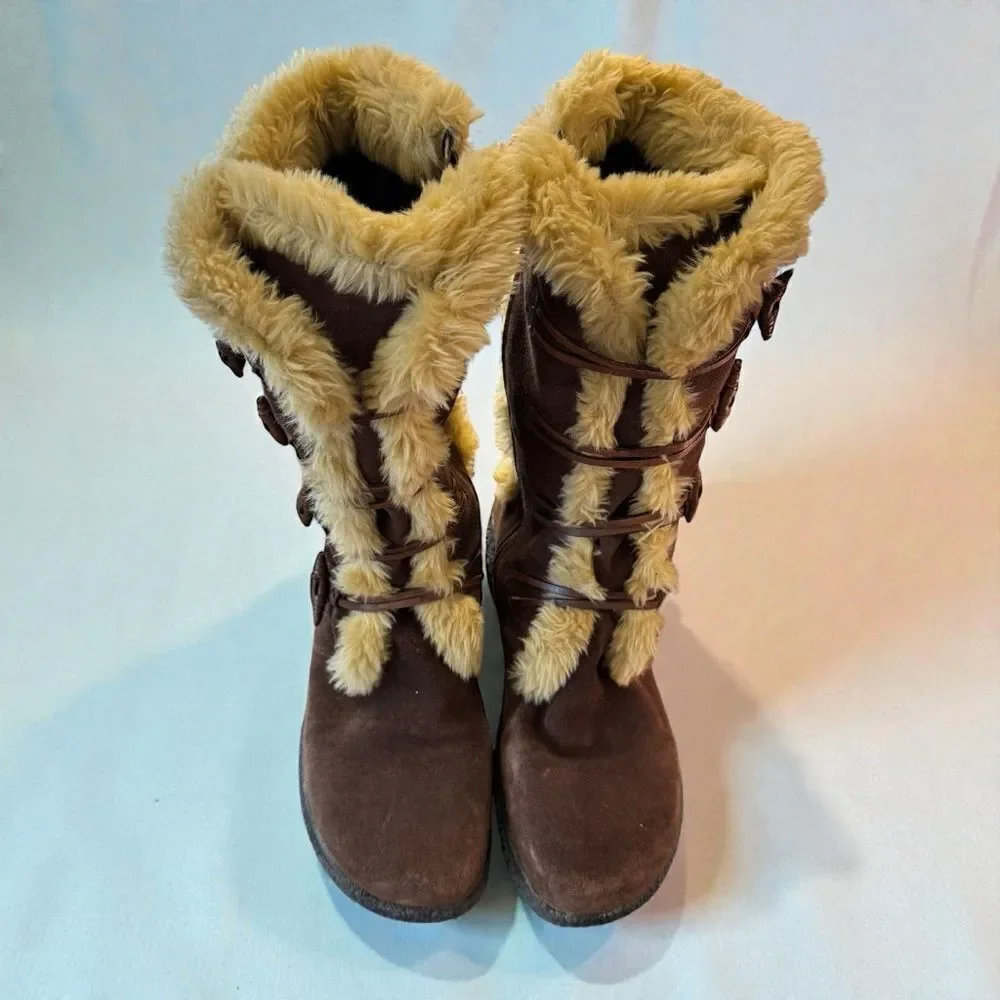 Earth Origins Suede Faux Fur Trim Boots